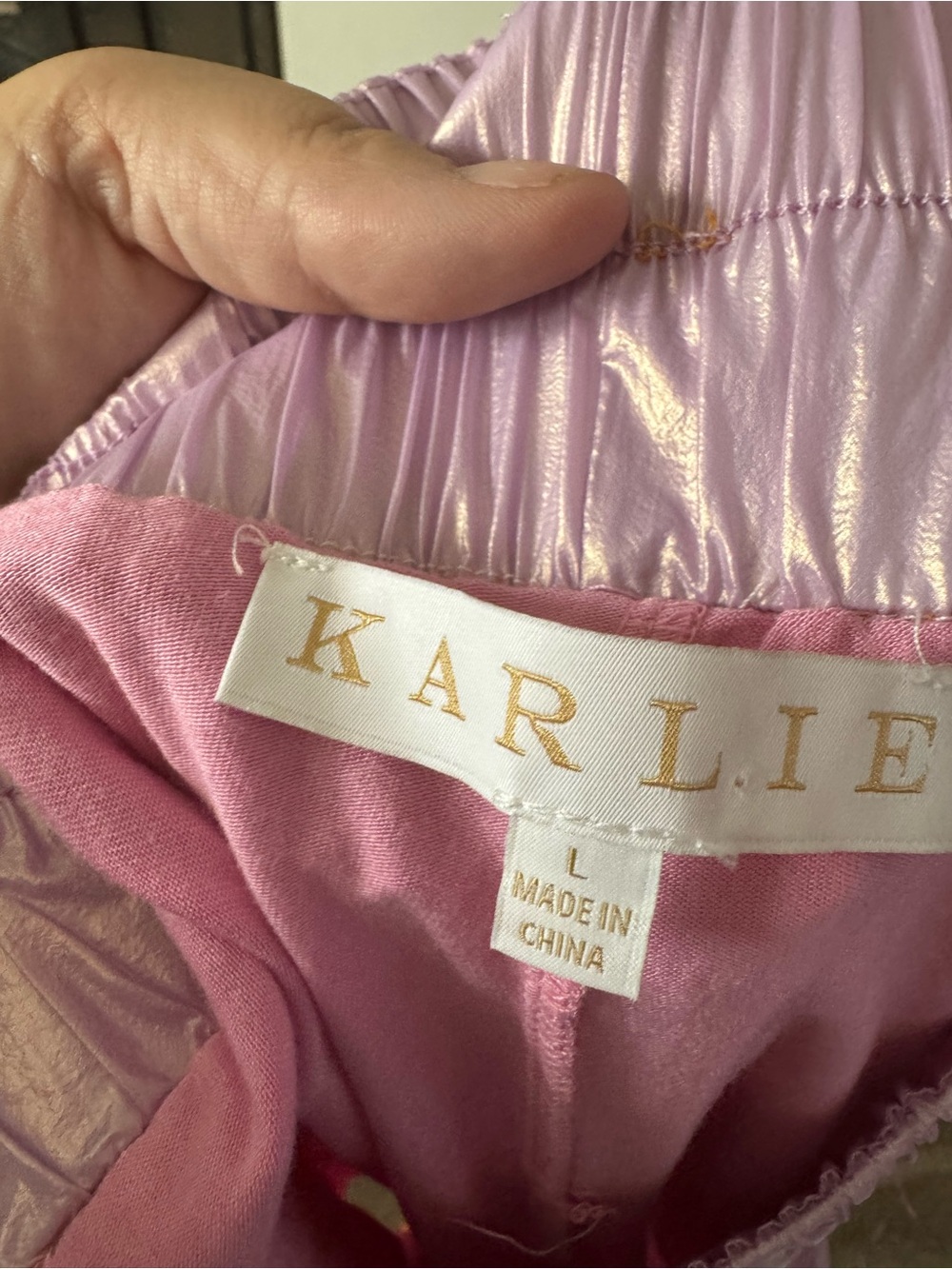Karlie metallic pink iridescent pullover and shorts set | Med top Lg bottom - Picture 5 of 7